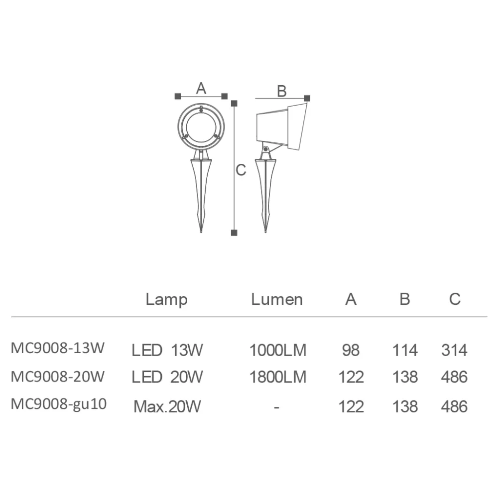 MC-9008 outdoor spotlight By Modern City