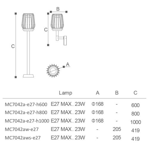 MC-7042A Garden Light By Modern City